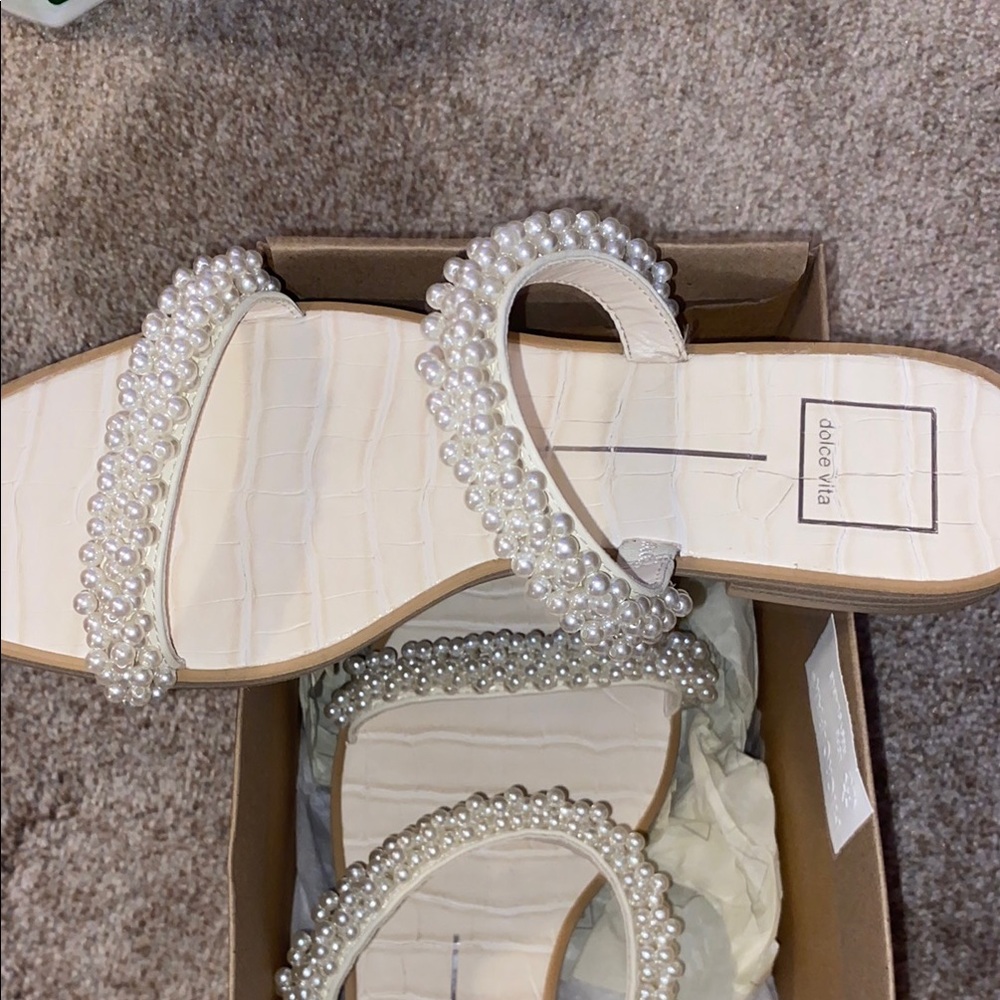 DOLCE VITA Pearl Embellished Sandals - Picture 2 of 10